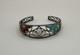 Bracelet Manchette Vintage En Argent Sterling 925 Avec Ton Or, Floral Et Multicolore