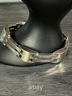 Bracelet unisexe lourd en argent sterling 925 géométrique vintage