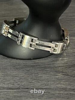 Bracelet unisexe lourd en argent sterling 925 géométrique vintage