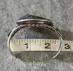 Bracelet vintage amérindien Navajo en argent sterling turquoise LARGE SIGNÉ