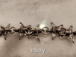 Bracelet vintage en argent sterling 925 solide avec fermoir en étoile de mer