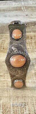 Bracelet vintage en argent sterling avec pierre précieuse Excalibur gravée Poids 21 grammes