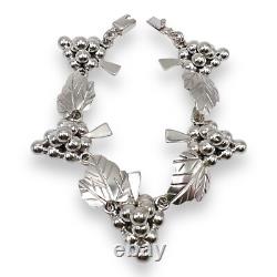 Bracelet vintage en argent sterling de Taxco, Mexique, avec liens en forme de feuilles de vigne - 7,5 - 0956
