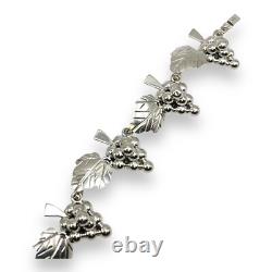 Bracelet vintage en argent sterling de Taxco, Mexique, avec liens en forme de feuilles de vigne - 7,5 - 0956