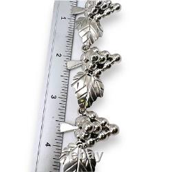 Bracelet vintage en argent sterling de Taxco, Mexique, avec liens en forme de feuilles de vigne - 7,5 - 0956