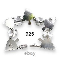 Bracelet vintage en argent sterling de Taxco, Mexique, avec liens en forme de feuilles de vigne - 7,5 - 0956