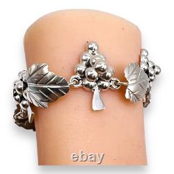 Bracelet vintage en argent sterling de Taxco, Mexique, avec liens en forme de feuilles de vigne - 7,5 - 0956