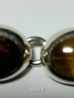 Bracelet vintage en cabochon de pierres gemmes naturelles multi en argent sterling 925 MWS Mexique