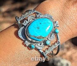 Bracelet vintage en turquoise Navajo en argent sterling authentique bijoux signés Sz