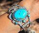 Bracelet Vintage En Turquoise Navajo En Argent Sterling Authentique Bijoux Signés Sz