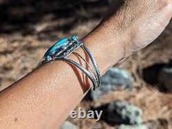 Bracelet vintage en turquoise Navajo en argent sterling authentique bijoux signés Sz