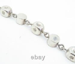 Brenda Schochfeld 925 Argent Sterling Vintage Bracelet Chaîne Perlée Bt3048
