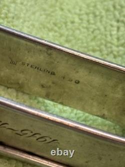 Bretelles de serviette en argent sterling Vintage Rogers Lunt Bowlen Paire Modèle 450. 36,7g