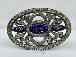 Broche Émaillée en Pierre de Pâte et Argent Sterling Antique (1870G)