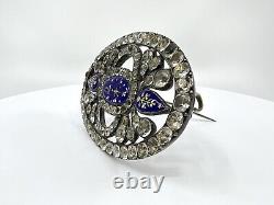 Broche Émaillée en Pierre de Pâte et Argent Sterling Antique (1870G)