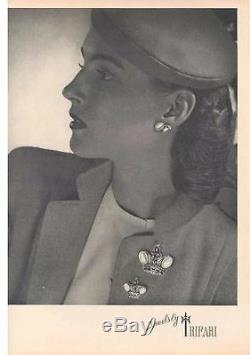 Broche Épingle De Couronne Trifari Alfred Philippe Regal Vintage En Argent Sterling Des Années 1940
