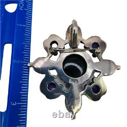 Broche Pendentif Vintage en Argent Sterling 925 avec Camée en Perle d'Améthyste