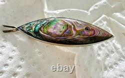Broche en argent sterling vintage Taxco en abalone poisson EHC aigle 2 poinçon 4,87 g
