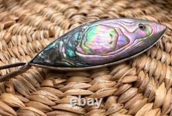 Broche en argent sterling vintage Taxco en abalone poisson EHC aigle 2 poinçon 4,87 g