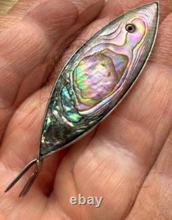 Broche en argent sterling vintage Taxco en abalone poisson EHC aigle 2 poinçon 4,87 g