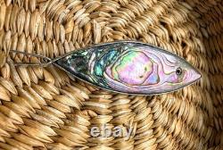 Broche en argent sterling vintage Taxco en abalone poisson EHC aigle 2 poinçon 4,87 g