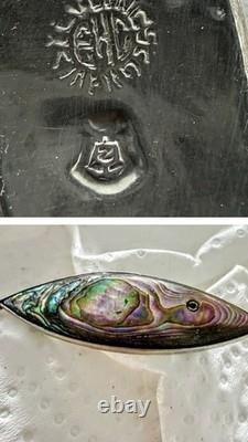 Broche en argent sterling vintage Taxco en abalone poisson EHC aigle 2 poinçon 4,87 g