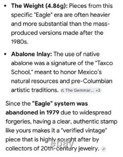 Broche en argent sterling vintage Taxco en abalone poisson EHC aigle 2 poinçon 4,87 g