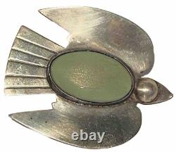 Broche sculpturale vintage d'oiseau artisanale en argent sterling perlé MPB