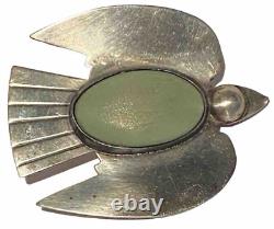 Broche sculpturale vintage d'oiseau artisanale en argent sterling perlé MPB