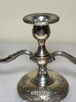 Candelabre vintage Fisher en argent sterling pesé bouquet de roses 375 g