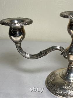 Candelabre vintage Fisher en argent sterling pesé bouquet de roses 375 g