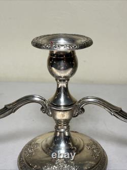 Candelabre vintage Fisher en argent sterling pesé bouquet de roses 375 g