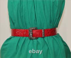 Ceinture en alligator vintage CARLOS FALCHI/Stephen Dweck, 2 ceintures, 1 boucle en argent sterling