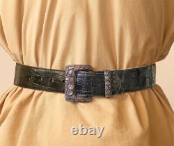 Ceinture en alligator vintage CARLOS FALCHI/Stephen Dweck, 2 ceintures, 1 boucle en argent sterling