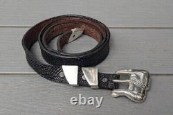 Ceinture et boucle en argent sterling Vintage B Kieselstein Cord Coquillage 1978 Noir