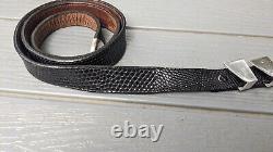 Ceinture et boucle en argent sterling Vintage B Kieselstein Cord Coquillage 1978 Noir