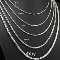 Chaîne Franco en Argent Sterling 925 1,5 mm-4 mm avec Pendentif Italien Collier 16-26