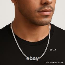 Chaîne Franco en Argent Sterling 925 1,5 mm-4 mm avec Pendentif Italien Collier 16-26