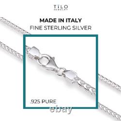 Chaîne Franco en Argent Sterling 925 1,5 mm-4 mm avec Pendentif Italien Collier 16-26