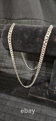 Chaîne cubique de 24 pouces en argent sterling 925, finition polie, maillons de 8 mm.