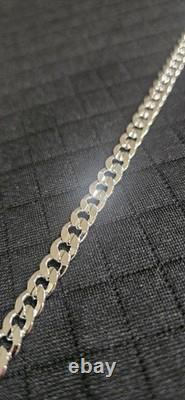 Chaîne cubique de 24 pouces en argent sterling 925, finition polie, maillons de 8 mm.