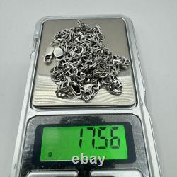 Chaîne de bijoux vintage magnifique, argent sterling 925, signée 17,56g