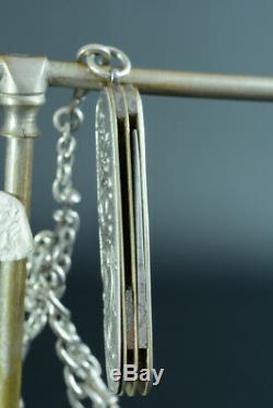 Chatelaine Antique Edwardian Argent Sterling Charms Couteau Boîte De Poudre Miroir Pill