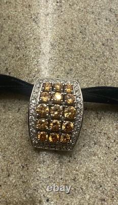 Choker Pendentif en Citrine de Citron Doré en Argent Sterling Vintage