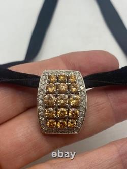 Choker Pendentif en Citrine de Citron Doré en Argent Sterling Vintage