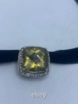 Choker en Citrine Dorée Vintage en Argent Sterling