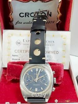 Chronographe Vintage Croton 1878 Avec Service Valjoux 7733 Panda Cadran Heuer Box Watch