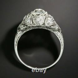 Circa 1930s Engagement Vintage Estate Retro Ring 14k Or Blanc Plus De 2ct Diamond