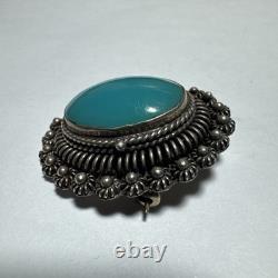 Collier Boîte à Pilules Vintage Antique en Onyx et Argent Sterling Signé par le Designer