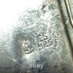 Collier Boîte à Pilules Vintage Antique en Onyx et Argent Sterling Signé par le Designer